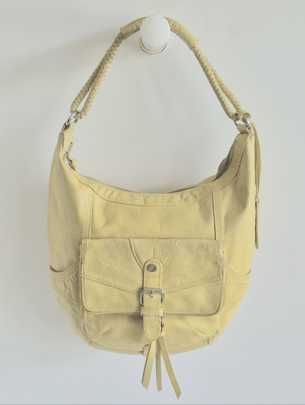 L.A.M.B. Gwen Stefani Y2K Charteuse Leather Large Hobo Style Shoulder Bag.